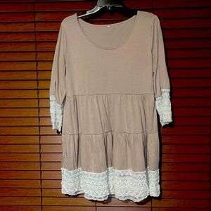 Gently Used Boutique Beige Blouse with Lace
